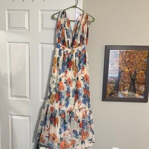 Chicwish Floral Pleated Maxi Dress